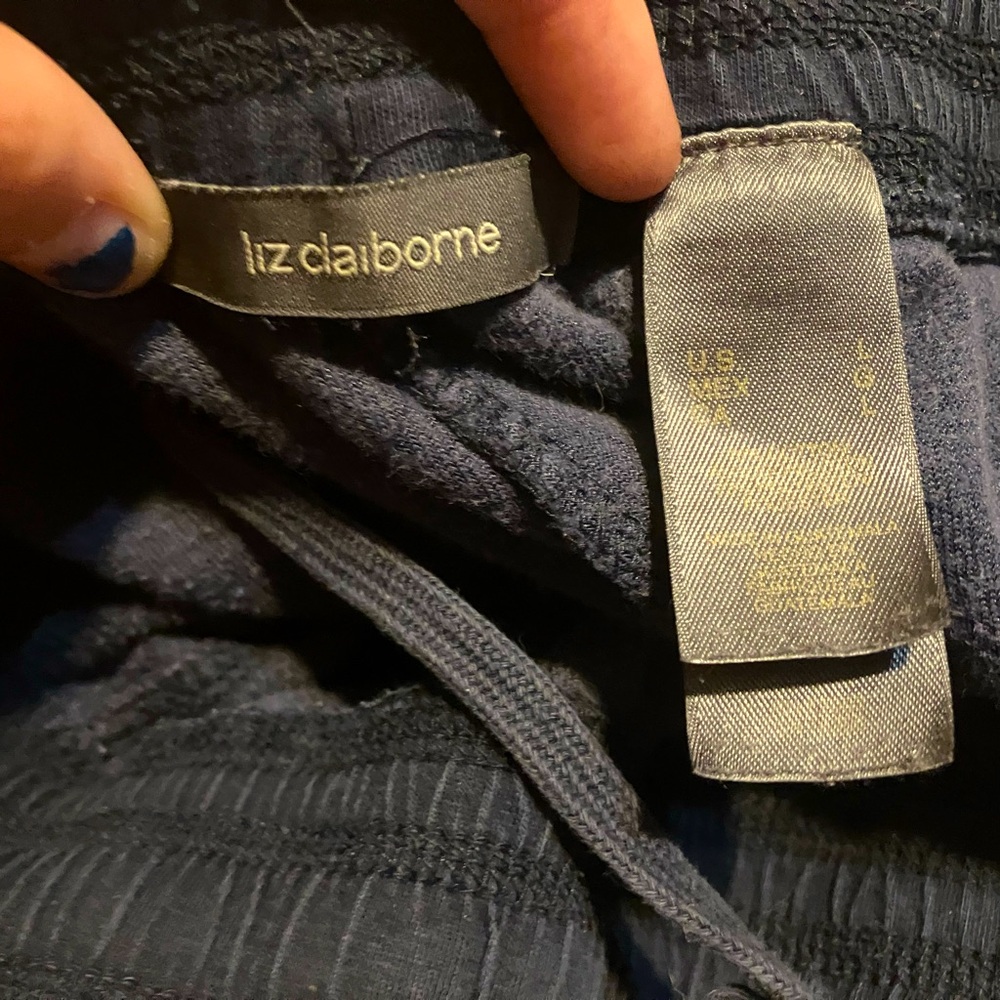 Large dark navy blue fuzzy warm sweat pants
